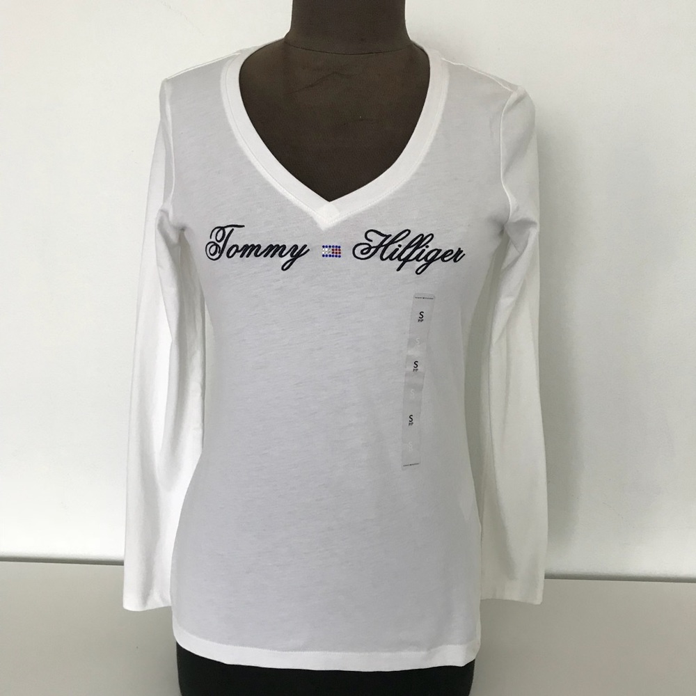 NWOT Tommy Hilfiger V Neck Long Sleeve Shirt SizeS